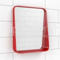Mirror in the bathroom on tiled wall