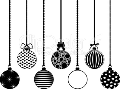 Set of different hanging Christmas decorations