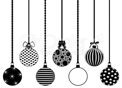 Set of different hanging Christmas decorations