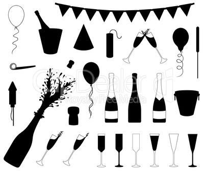 Set of different New Year's Eve objects