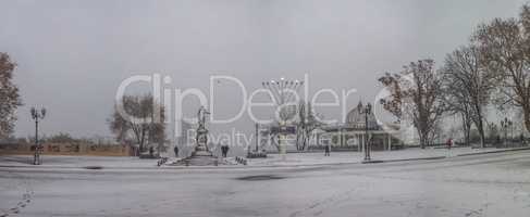 Snowy morning in Odessa, Ukraine