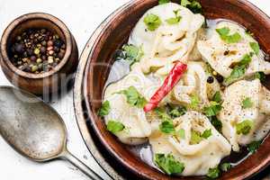 Oriental dumplings with minced meat