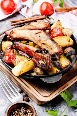 Roasted sliced barbecue pork ribs