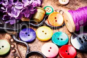 Thread and sewing buttons