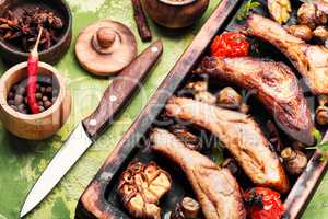 Roasted sliced barbecue pork ribs