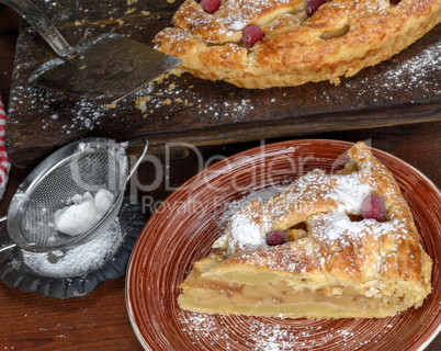 piece of traditional apple pie puff pastry
