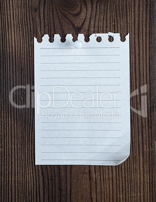 empty notepad paper attached with a button