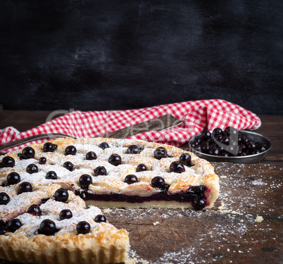 baked round black currant cake