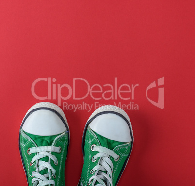 pair of green children's shoes
