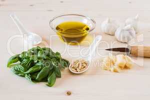Ingredients for pesto genovese sauce