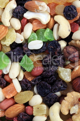 set of dried fruit at dry sunny summer day