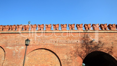 Kremlin wall on sky background