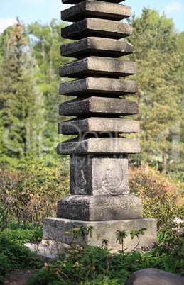 stone column in japan garden