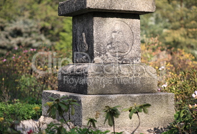 stone column in japan garden