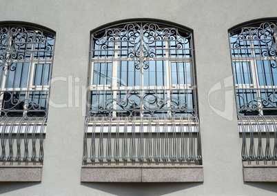 windows of building with grid