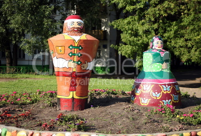 two old style russian dolls