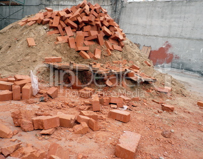 heap of red brick