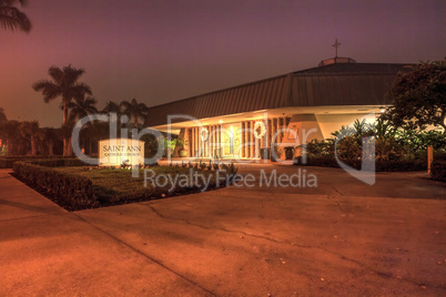 Saint Ann Catholic Church before Christmas at night in Naples, F