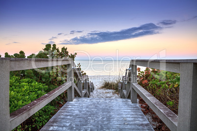 Boardwalk leading down to the white sands along the North Gulf S