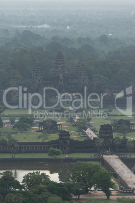 Aerial view of Angkor Wat among trees