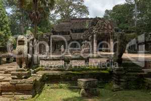 Banteay Kdei temple guarded by stone statues