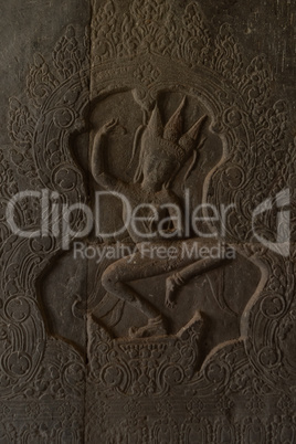 Bas-relief of dancing woman in Angkor Wat