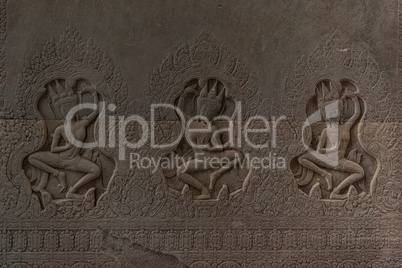 Bas-relief of dancing women in Angkor Wat