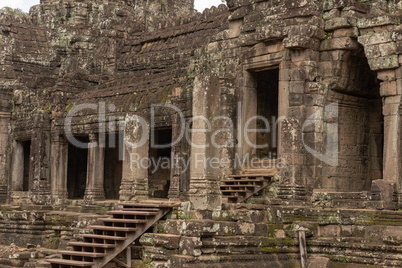 Colonnade and doorways in ruined Bayon temple