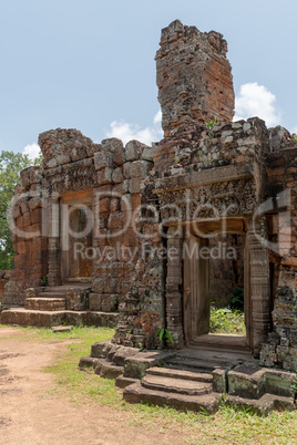 Entrances to stone temple with decorated pediments
