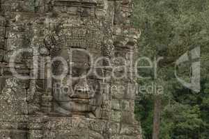 Frieze of Buddha face on Bayon wall