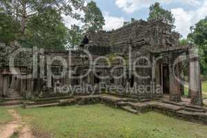 Ruins of old stone temple in jungle