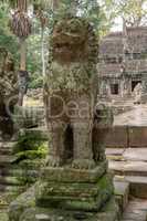 Stone lion guard entrance to Banteay Kdei