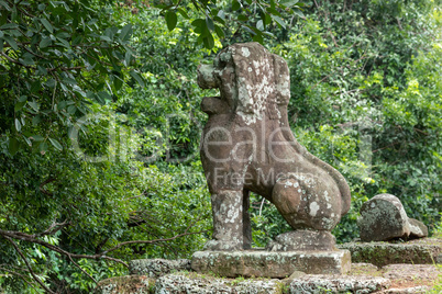 Stone lion guarding entrance to East Mebon