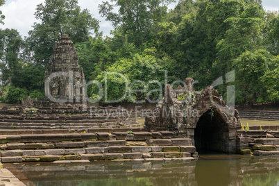 Stone monuments in pond at Neak Pean