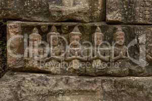 Ta Prohm frieze of five praying figures