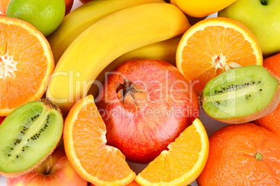 Background of Set fruits . Healthy food. top view.