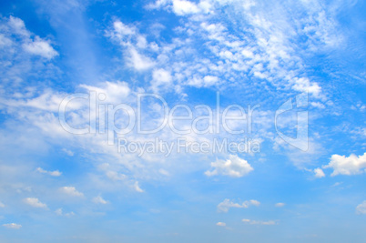 Cumulus clouds in the blue sky. A bright sunny day