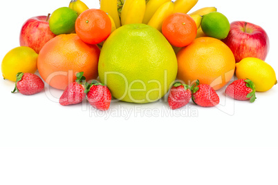 Set of fruits isolated on white background. Free space for text.