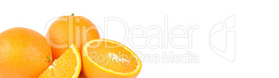Orange isolated on white background. Free space for text. Wide p