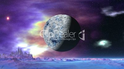 Big Moon over Alien Planet