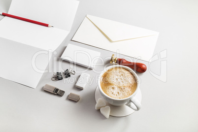 Stationery and coffee cup