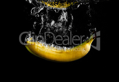Banana falling in water