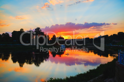 Sunset over the river