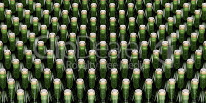 Rows with champagne bottles