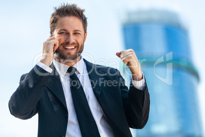 Young Successful Business Man Talking Cell Phone