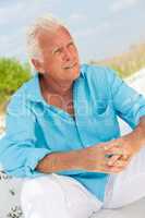Portrait of Attractive Handsome Senior Man on Beach