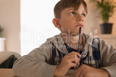 Boy doing his homework at home