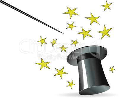 Magician Hat with Magician Wand, icon isolated on white background, vector illustration - Vector illustration