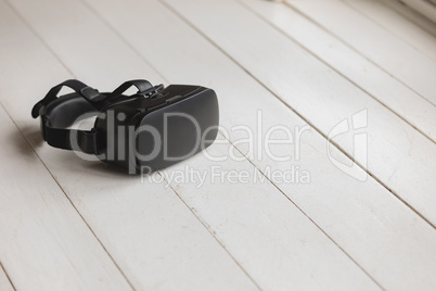 Virtual reality headset placed on the floor