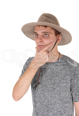 Man with a safari hat wondering what is going on